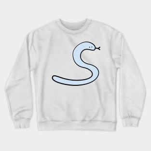 Cute Silly Simple Minimalist Pastel Blue Snake Crewneck Sweatshirt